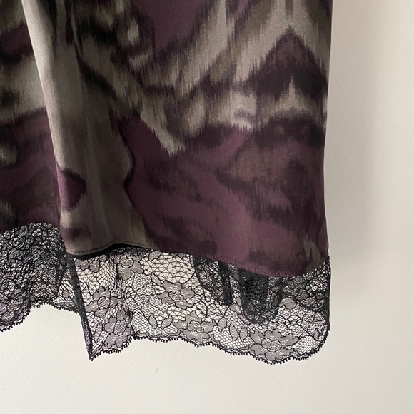 Robert Rodriguez Scoop Neck Silk Shift Dress Multi Color Graphic Print Lace Trim - Picture 4 of 15